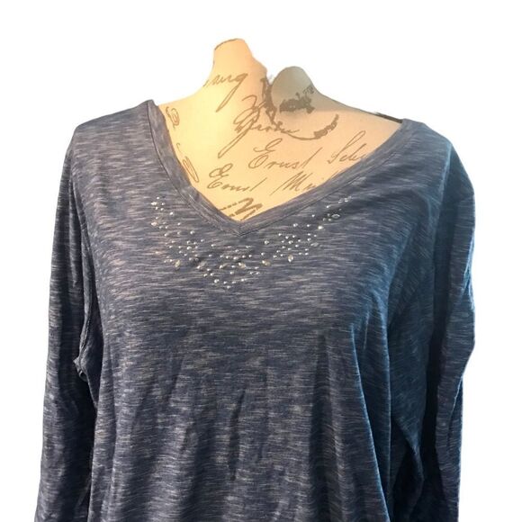 Gloria Vanderbilt Blue Blouse Gems Size 3X - Picture 5 of 10